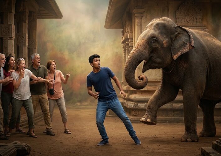 අලුත්ගම කන්ද විහාරයේ රඳවා සිටි ඇතින්නියක් සංචාරක මග පෙන්වන්නෙකු මරා දමයි